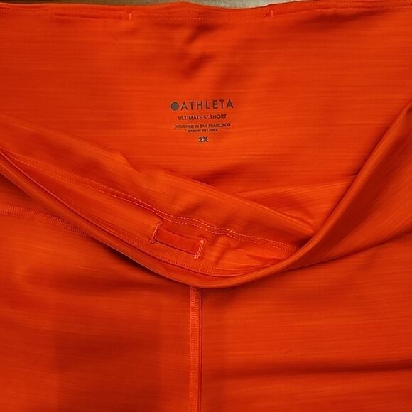 Athleta Ultimate Stash Pocket Shorts Womens Size 2X Orange 4.5" Gym Run Pull On - Picture 2 of 9